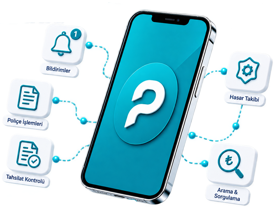 Pivo Mobil — P logolu telefon ve işlem ikonları